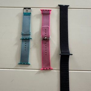 3 Woven bands for Apple Watch 38mm. Pink Teal Black NWOT
